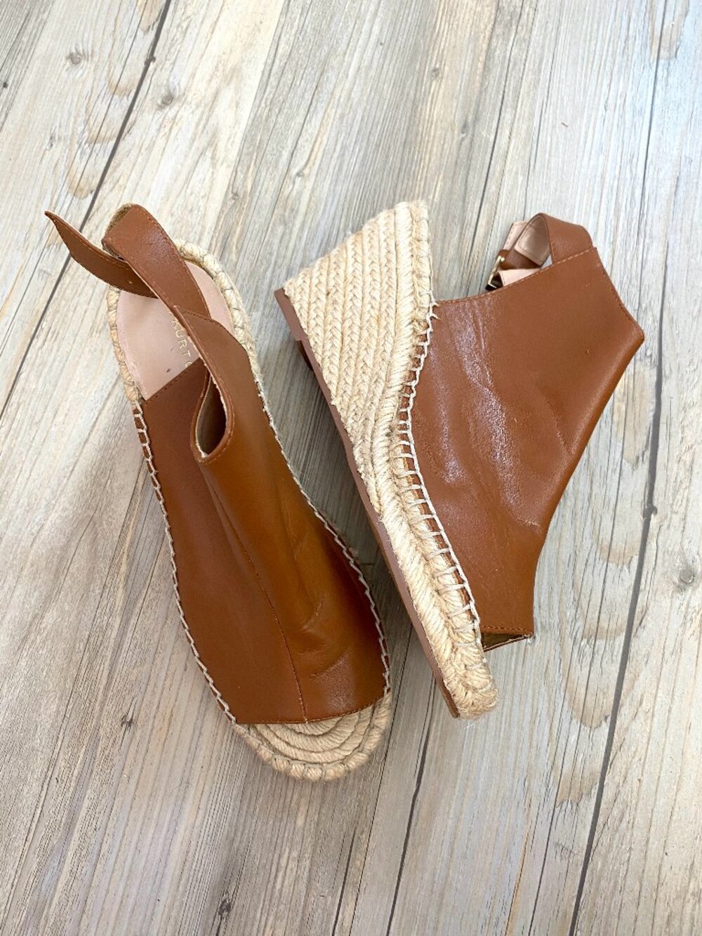 Kurt Geiger Brown Espadrille Peep Toe Wedges - Size 37
